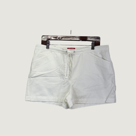 Esprit Pants - Esprit White Cotton Blend Drawstring Shorts Size 7/8 Y2K Minimalist Summer‎